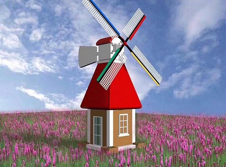 景区复古防腐木材质荷兰风车定制厂家，大型风车展出租出售