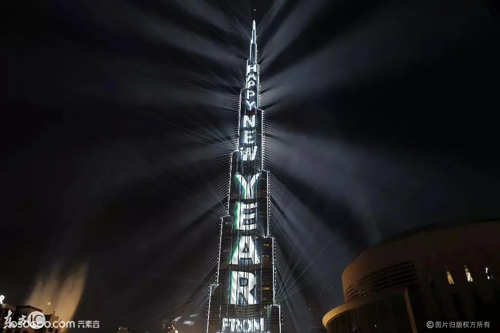世界最高楼首秀——迪拜哈利法塔跨年激光表演